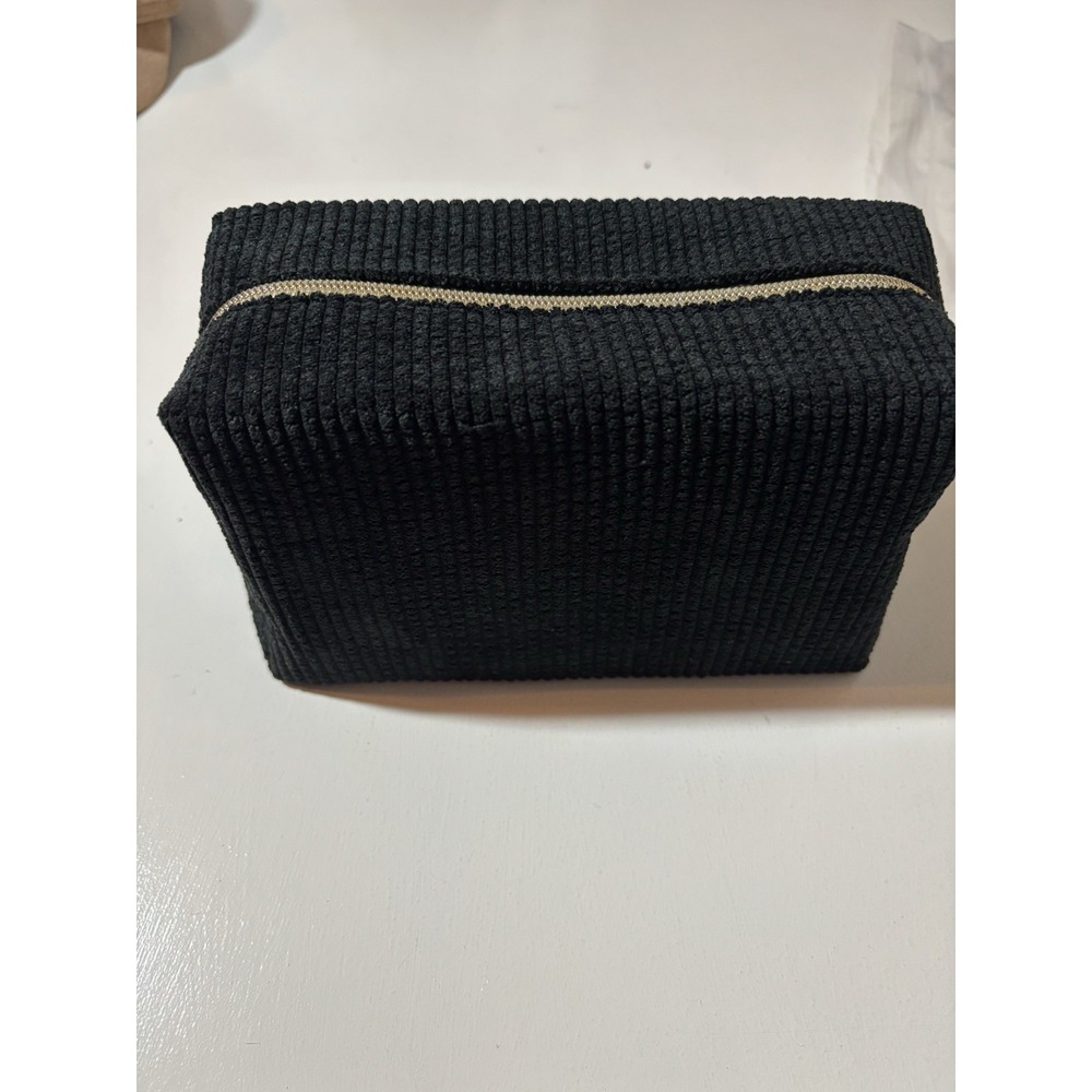 Tarte Simply Chic Black Makeup Cosmetic Bag Travel Toiletry Case Gold Zipper